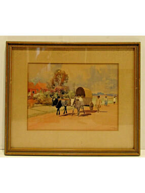 Original Émile Ralambo Madagascar 1939 Framed Painting Gouache on Paper